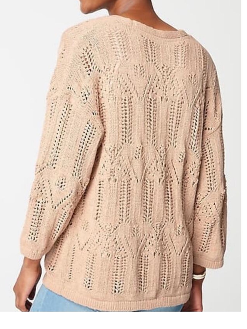 Purejill Elements Open Weave Crochet Style Sweater Women’s Size Large